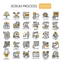 Scrum Process , Thin Line and Pixel Perfect Icons - obrazy, fototapety, plakaty