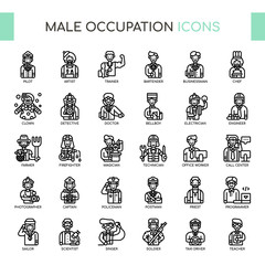 Fototapeta na wymiar Male Occupation , Thin Line and Pixel Perfect Icons