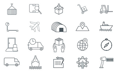Fototapeta premium Set of Logistics Management Icon for supply chain services