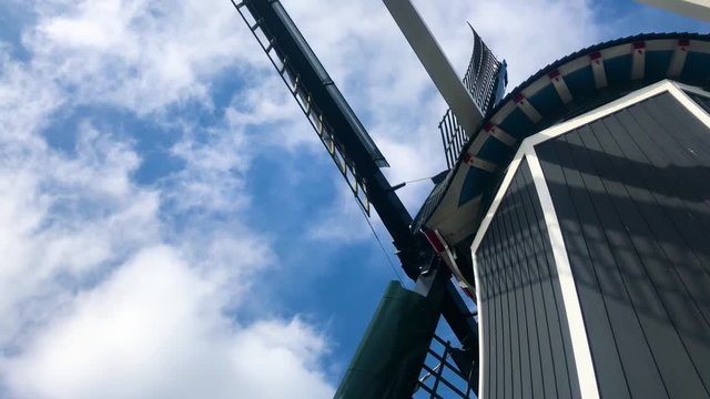 The sails of a Dutch windmill, slowly rotating | Haarlem, Holland | HD at 30 fps