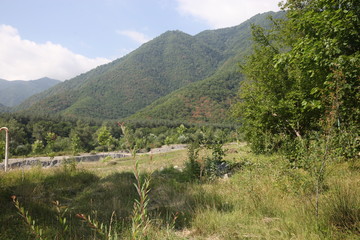 Fototapeta na wymiar Beautiful green mountains in Shaki