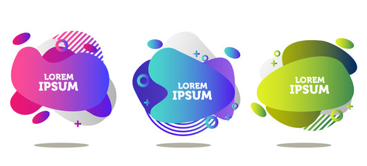Modern abstract vector banner set. Flat geometric liquid form with various colors. Modern vector template, Template for the design of a logo, flyer or presentation