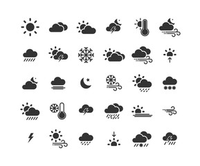 Weather solid icon set ,Vector Illustration.