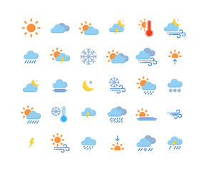 Fototapeta premium Weather flat icon set ,Vector Illustration.