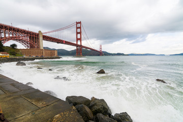 The San Francisco Bay golden gate bridge. 
