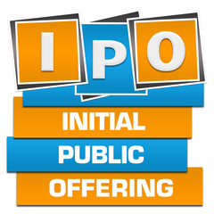 IPO - Initial Public Offering Blue Orange Blocks Bottom Text 