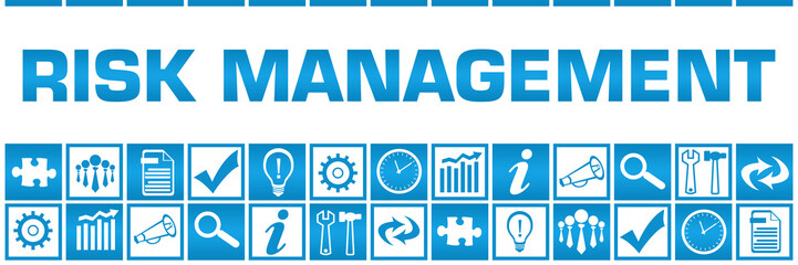 Fototapeta na wymiar Risk Management Blue White Box Grid Business Symbols 