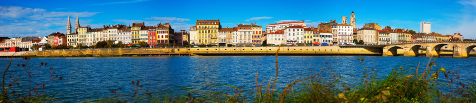 Panorama of Macon with Saone river, France