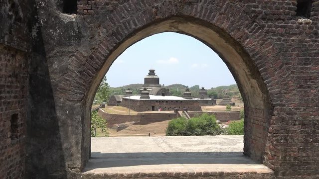 Picture out of the Shite-Thaung-Tempel from the Htukkant Thein Temple in Mark U, rakhine state, Myanmar