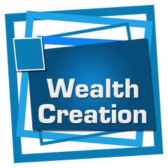 Wealth Creation Blue Random Borders Square Shapes 