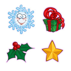 Christmas Icon Set - Snowflake Gift Holly Star