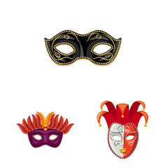Isolated object of carnival and theatrical sign. Set of carnival and mystery vector icon for stock.