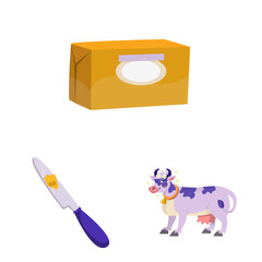 Vector design of food and dairy symbol. Collection of food and cholesterol stock symbol for web.