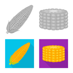 Vector design of cornfield and vegetable icon. Set of cornfield and vegetarian stock symbol for web.