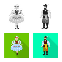 Vector illustration of traditional and tour logo. Set of traditional and landmarks vector icon for stock.