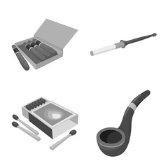 Vector design of equipment and smoking icon. Collection of equipment and harm vector icon for stock.