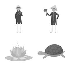 Isolated object of culture and landmark symbol. Collection of culture and asia vector icon for stock.