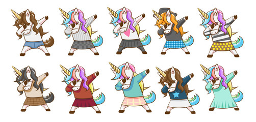 unicorn vector set clipart design © pisut