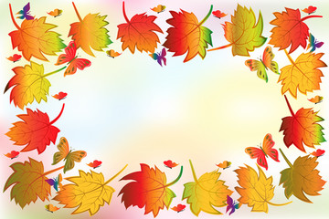 Naklejka na ściany i meble Autumn colorful fall leafs greetings card holidays celebrations