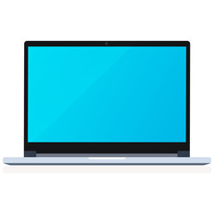 Flat Vector Laptop Notebook Illustration in Front View