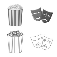 Isolated object of television and filming symbol. Set of television and viewing stock symbol for web.