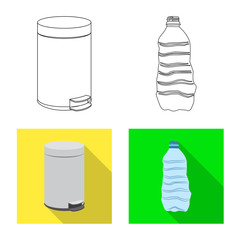 Vector design of refuse and junk sign. Set of refuse and waste vector icon for stock.