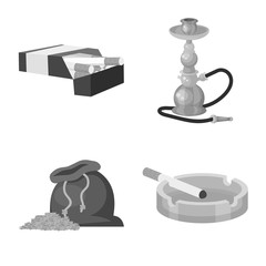 Vector illustration of equipment and smoking symbol. Set of equipment and harm vector icon for stock.