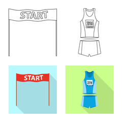 Vector illustration of sport and winner sign. Set of sport and fitness stock vector illustration.