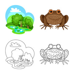 Vector design of wildlife and bog sign. Collection of wildlife and reptile stock symbol for web.