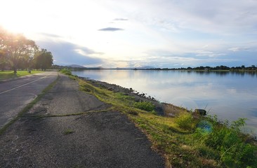 sunset on Columbia river in Washington state