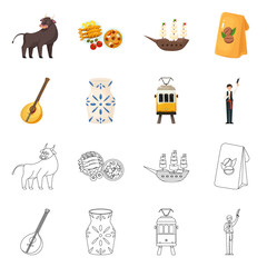 Isolated object of and historic logo. Collection of and country stock symbol for web.