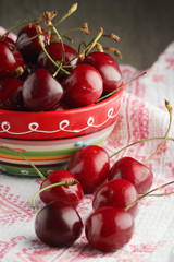 A bowl with ripe cherry