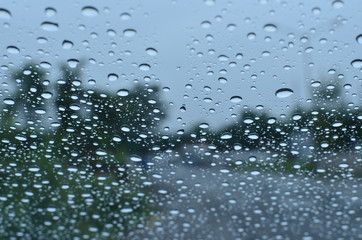 Raindrops on Windshield while driving on Himalayan Expressway