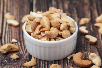 A bowl with cashew nuts