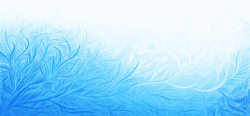 Fototapeta na wymiar Winter blue curly ice frost christmas background. Vector illustration