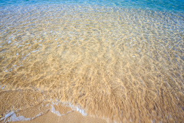 beautiful sandy beach and soft blue ocean wave