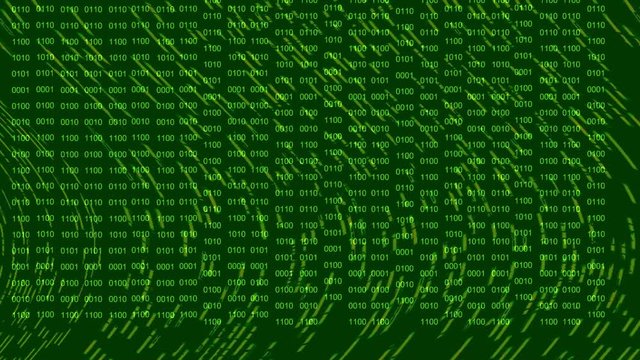 Animation data storm flashing streams of data and binary