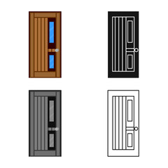 Vector design of door and wooden symbol. Set of door and lock vector icon for stock.