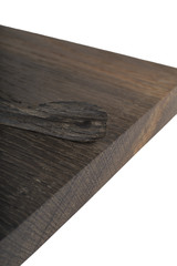 Carved sculpture of bog oak on a white background.