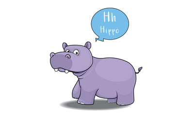 hippo cartoon with H alphabet