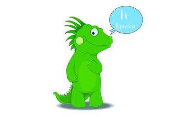 iguana cartoon with I alphabe