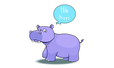 hippo cartoon with H alphabet