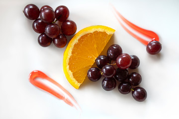 The fruits, sweet after breakfast on white plate