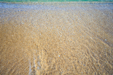 beautiful sandy beach and soft blue ocean wave