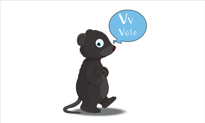 vole cartoon with V alphabet