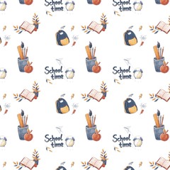 Back to school and school time banner and frame
