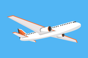 Fototapeta na wymiar Airplane on a isolated blue background. Flat vector illustration.