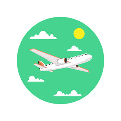 Airplane in a circle. Vector illustration.
