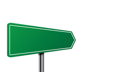 Green empty road sign. Direction Traffic sign board.  © Marina