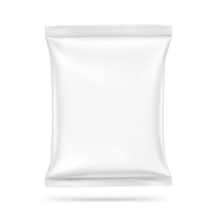 Food snack pillow bag isolated on white background. Vector illustration. Can be use for template your design, promo, adv. EPS10.	